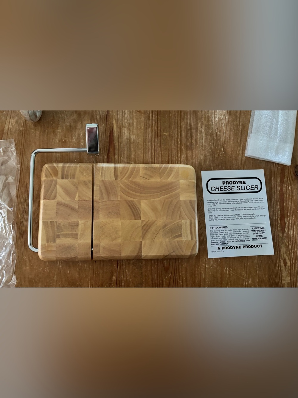 Prodyne BB-120 Butcher Block Cheese Slicer End Grain Beechwood NEW IN BOX